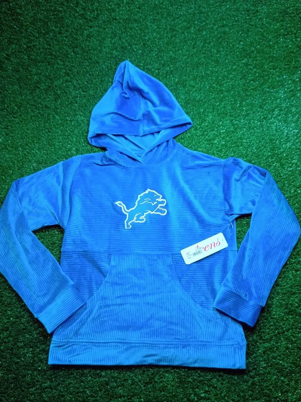 NWT Teens Apparel Detroit Lions Blue Velour Hoodie sm